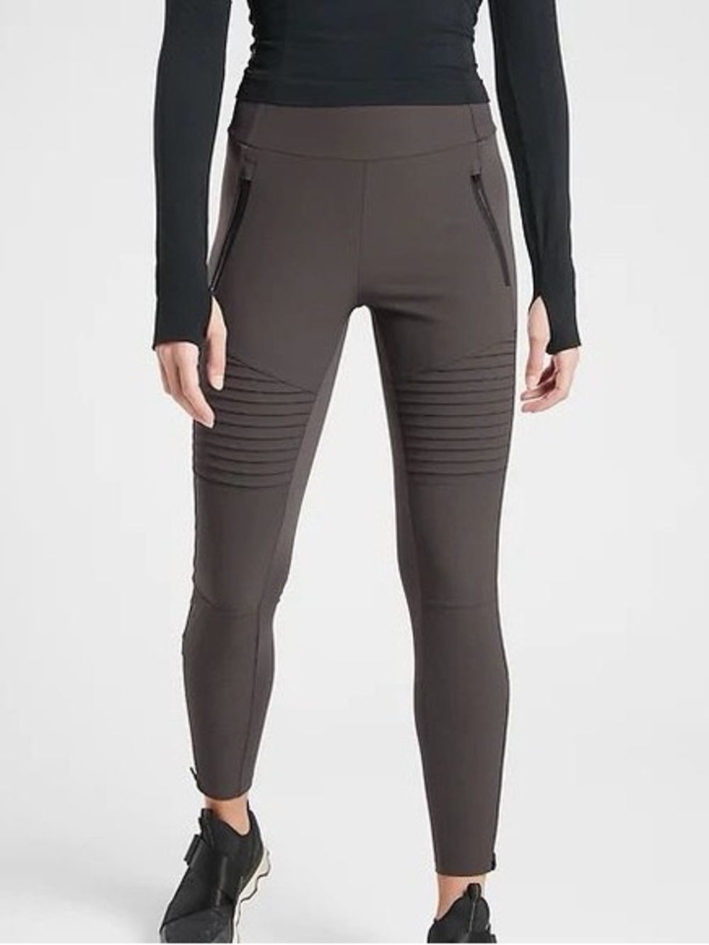 Athleta Headlands Hybrid Moto Tight Taupe Charcoal Size 2